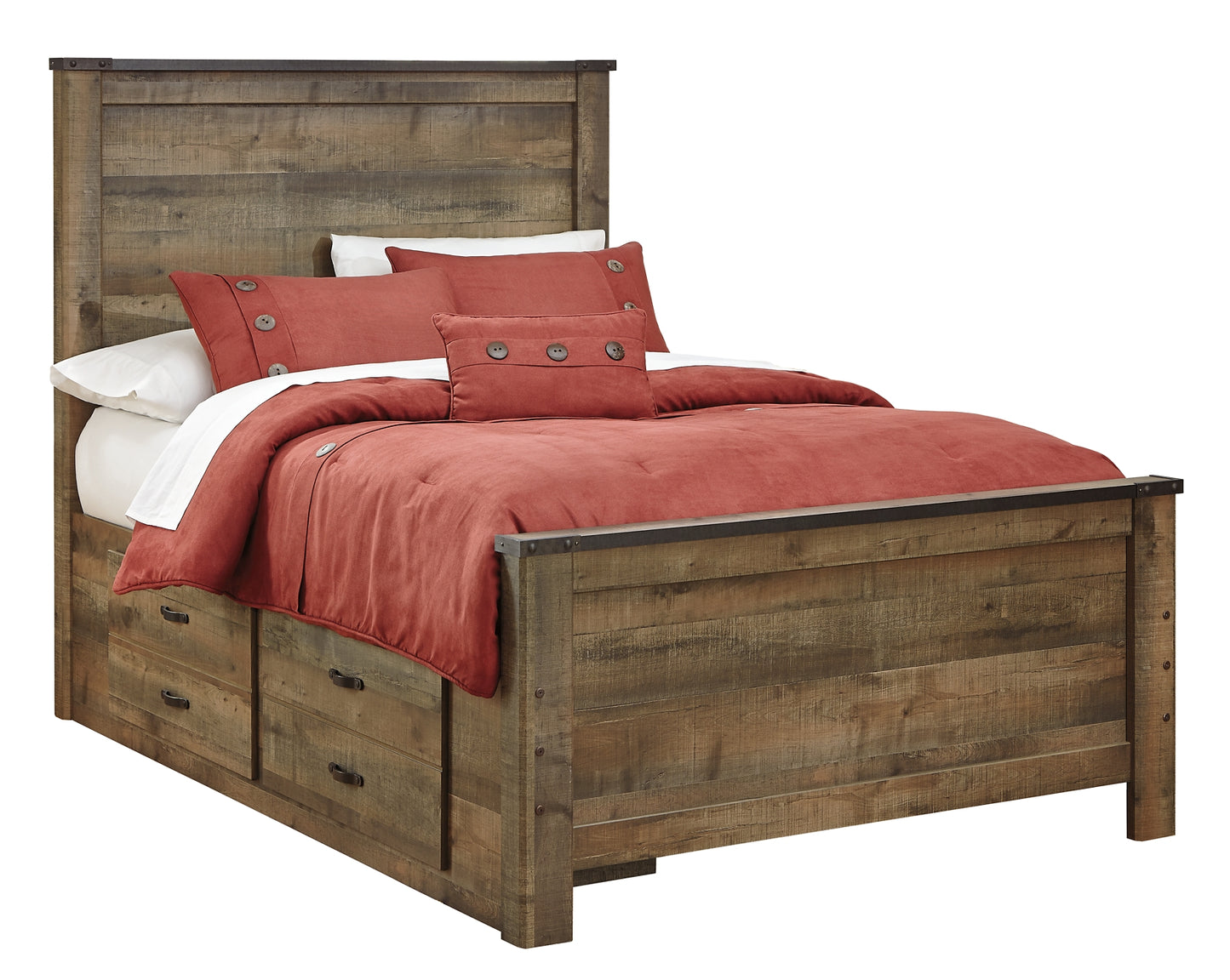 Trinell  Panel Bed With 2 Storage Drawers