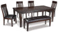 Haddigan Dining Table and 4 Chairs and Bench